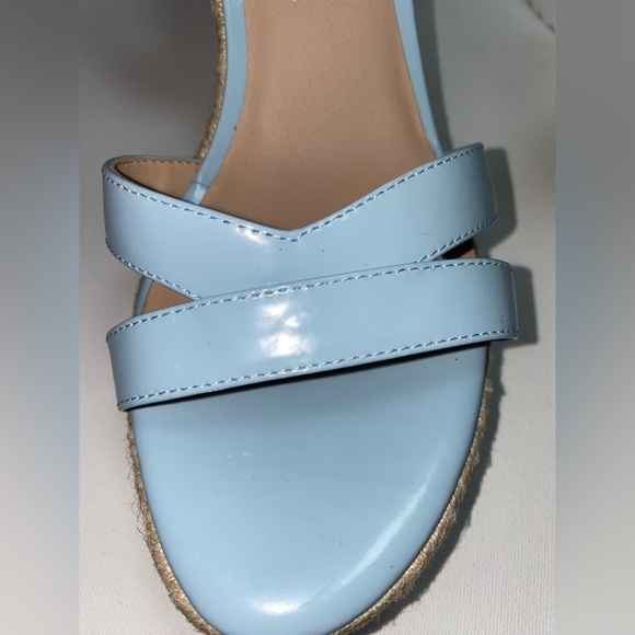 Stuart Weitzman NWOT Catalina Light Blue Espadrille Wedge Patent Leather Sandals - Picture 6 of 11